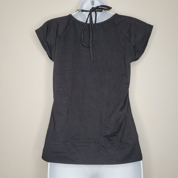 Vintage y2k black grunge sparkly butterfly graphic chain halter cap sleeve large - Picture 2 of 8